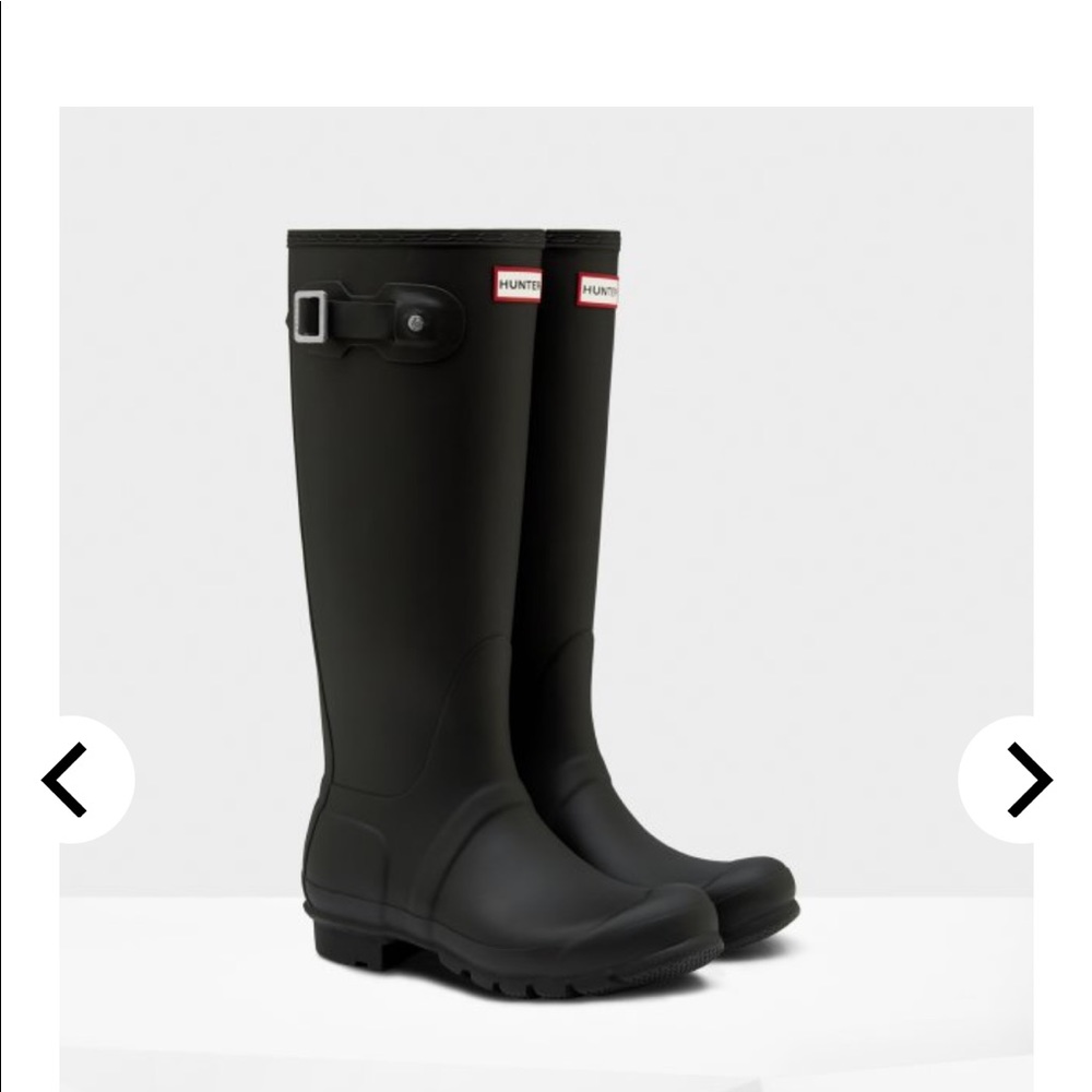 Hunter boots tall black matte
